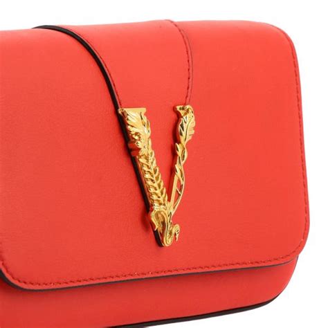 Versace Tasche Damen , Rot Velourleder /Lack, mit Nieten